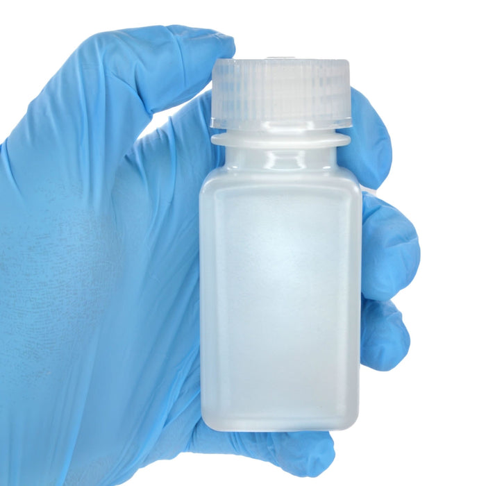 Eisco - Pack of 12, Sterile 60mL Square HDPE Reagent Bottles with Wide Mouth Polypropylene Caps, Translucent, Non-Autoclavable, Leak-Proof, Chemical Resistant, -100°C to 120°C, Ideal for Laboratory and Industrial Use