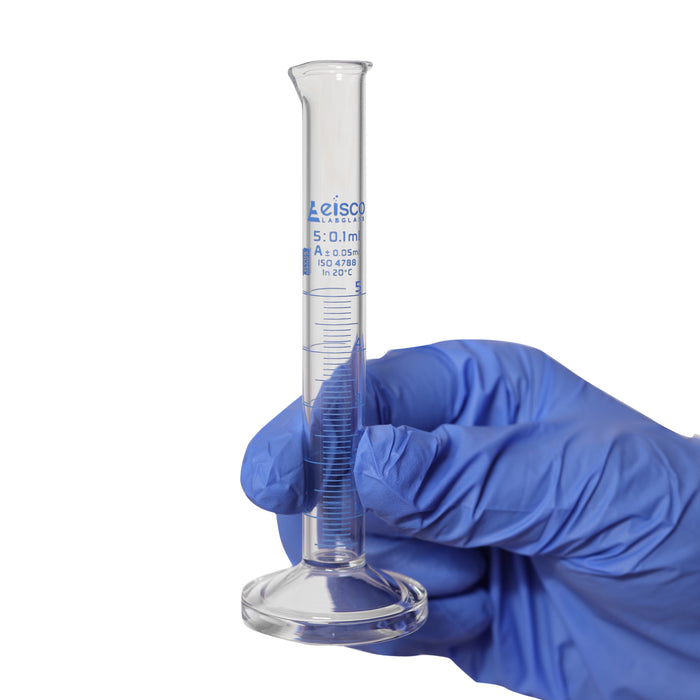 Graduated Cylinder, 5ml - Class A - Blue Graduations, Round Base