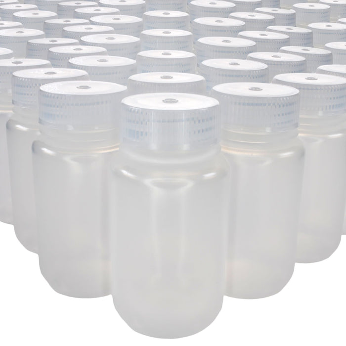 Eisco - Bulk Pack of 500, 125mL Wide Mouth Polypropylene Reagent Bottles with Polypropylene Caps, Non-Sterile, Autoclavable, Laboratory Containers, - 0-135°C Temperature Range