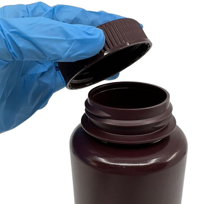 Eisco - Pack of 12, 500mL Wide Mouth Amber HDPE Reagent Bottles with Polypropylene Caps, Non-Sterile, Leak-Proof, Chemical-Resistant, UV Light Shielding for Lab Use, -100°C to 120°C, Ideal for Light-Sensitive Storage