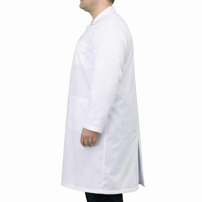 Eisco Adult 2XL Professional Grade 100% Cotton Lab Coat – Snap Front Laboratory Coat, 3 Pockets, Machine Washable, White