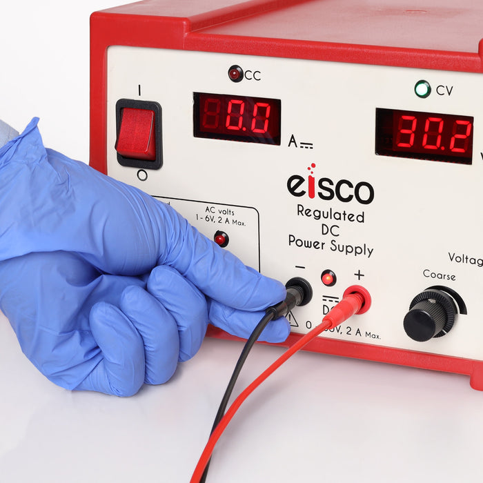 Eisco - Regulated DC Power Supply 0–30V 2A with Dual Digital Display Overload Protection and AC 1–6V Output for Lab and General Use