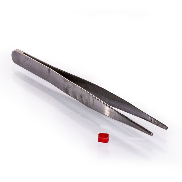 Eisco –  Stainless Steel Blunt End Forceps – 130mm Length – Straight Tip Laboratory Forceps – Precision Dissection Tool for Classroom and Scientific Applications