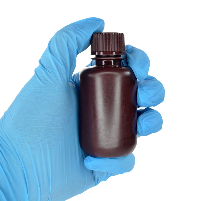 Eisco - Pack of 12 60mL Narrow Mouth Amber HDPE Reagent Bottles with Polypropylene Caps, Non-Sterile, Light-Sensitive Storage, -100 to 120°C Temperature Range, Leak-Proof Tested, Lab Sample Containers