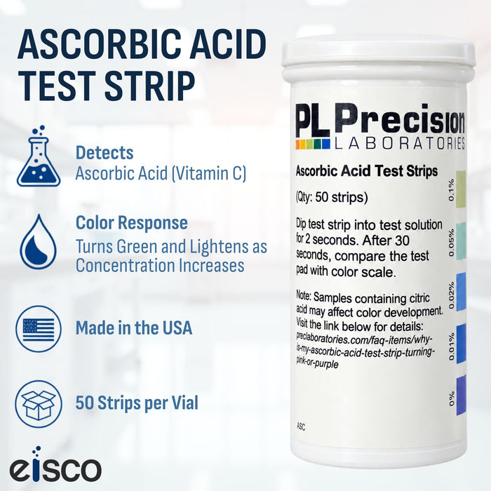 Eisco Ascorbic Acid Test Strips for Vitamin C Analysis