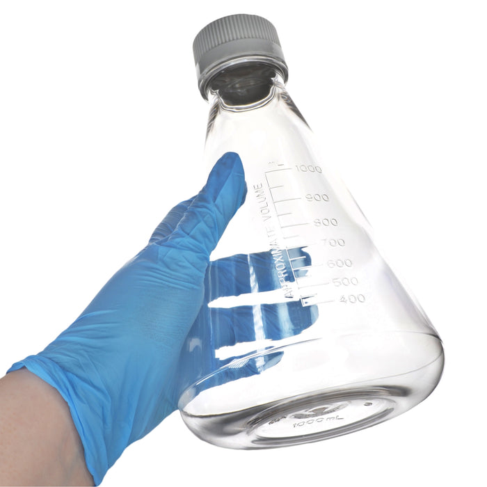 Eisco - Pack of 1, 1L Sterile PETG Erlenmeyer Flask, Non-Vented, Flat Bottom, Lab-Grade, Gamma Sterilized, USP Class VI, Ideal for Cell Culture, Biopharmaceutical Processing, Chemical Storage