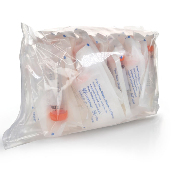 Eisco - Pack of 25, 50mL Sterile Centrifuge Tubes, Polypropylene, Flat Cap, Lab-Grade, Individually Wrapped