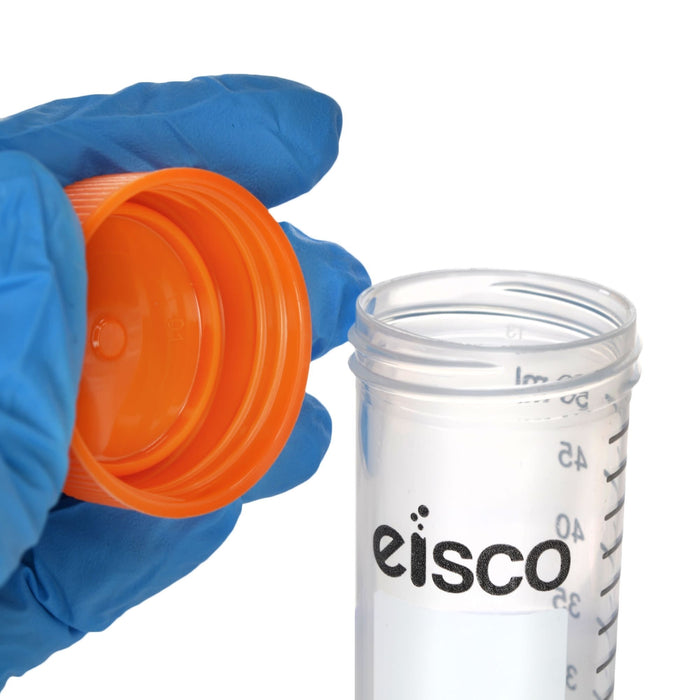 Eisco - Pack of 25, 50mL Sterile Centrifuge Tubes, Polypropylene, Flat Cap, Lab-Grade, Individually Wrapped