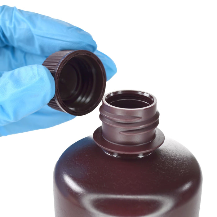 Eisco - Pack of 12 250mL Narrow Mouth Amber HDPE Reagent Bottles with Polypropylene Caps, Non-Sterile, Light-Sensitive Storage, -100 to 120°C Temperature Range, Leak-Proof Tested, Lab Sample Containers