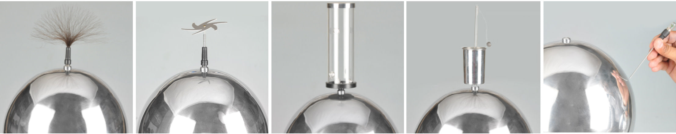 Electrostatics Accessories Kit, 7 Pieces - Designed to be used with Van De Graaff And Wimshurst Machines