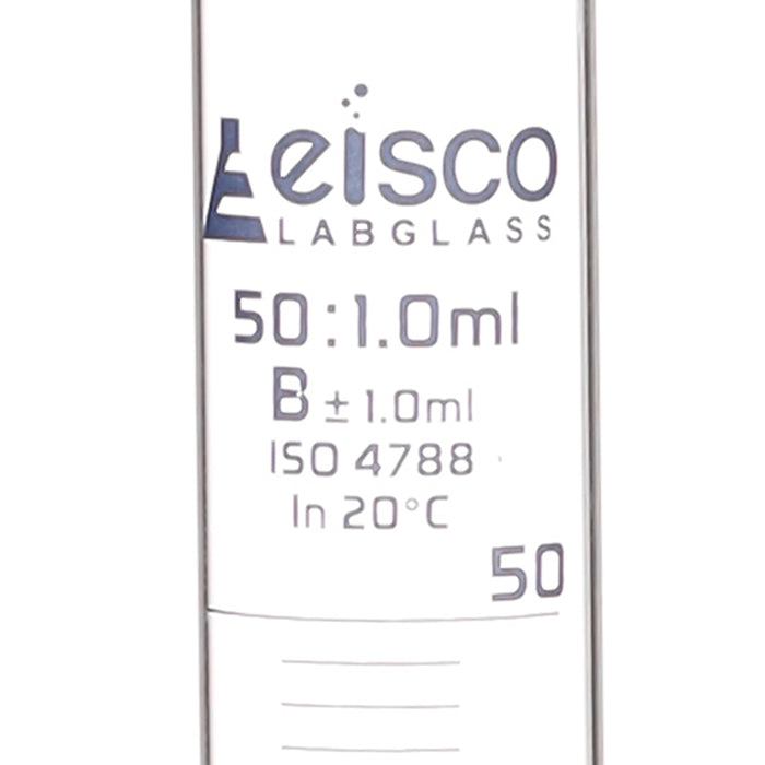 Graduated Cylinder, 50ml - Class B - Blue Graduations, Hexagonal Base