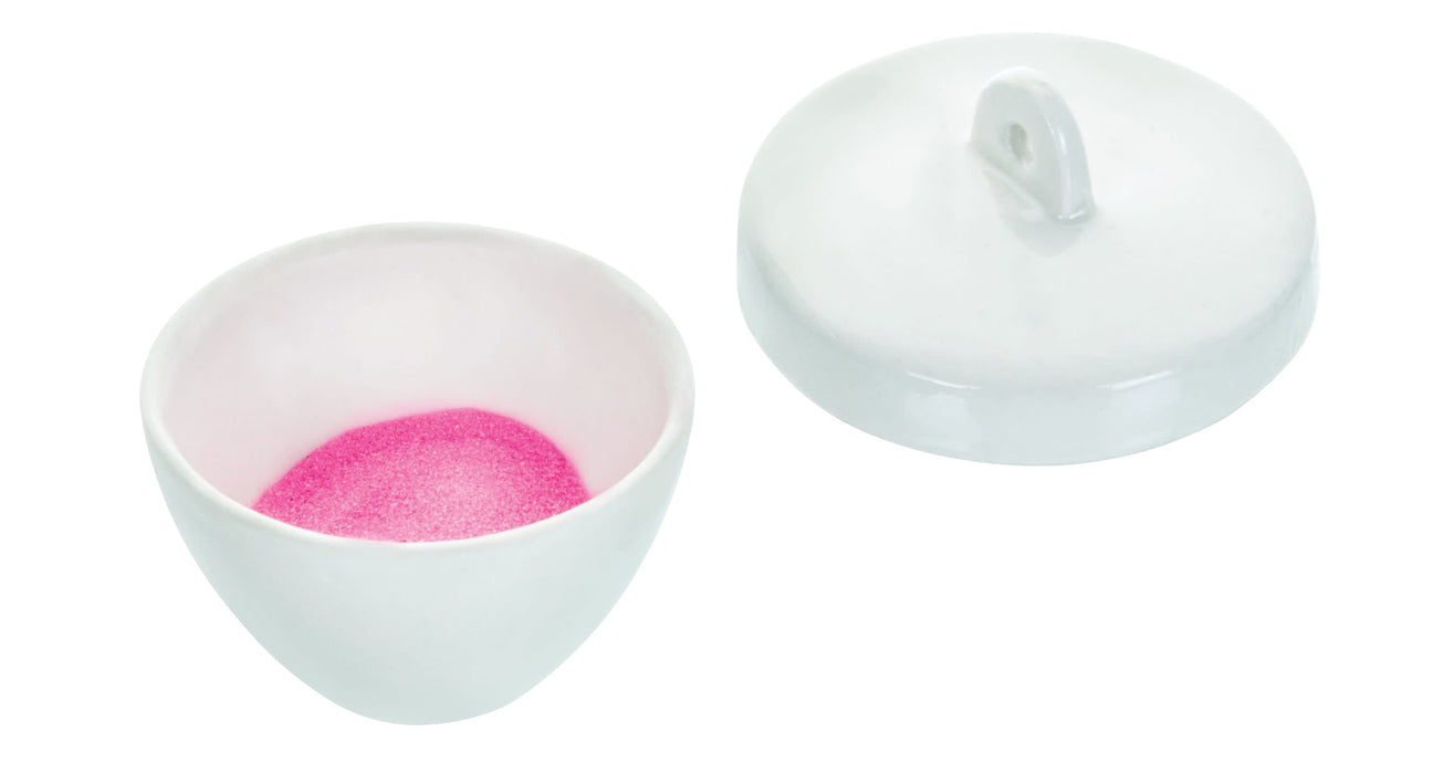 Porcelain Crucible with Lid, 100ml Capacity, Squat - Eisco Labs