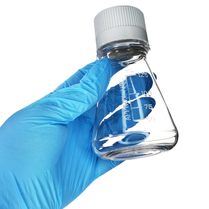 Eisco - Pack of 1, 125mL Sterile PETG Erlenmeyer Flask, Non-Vented, Flat Bottom, Lab-Grade, Gamma Sterilized, USP Class VI, Ideal for Cell Culture, Biopharmaceutical Processing, Chemical Storage