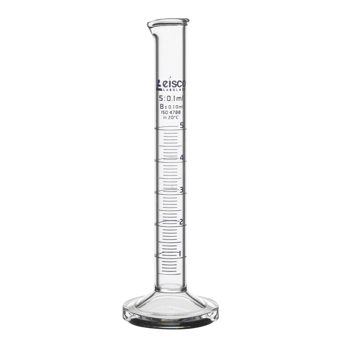 Graduated Cylinder, 5ml - Class B - Blue Graduations, Round Base