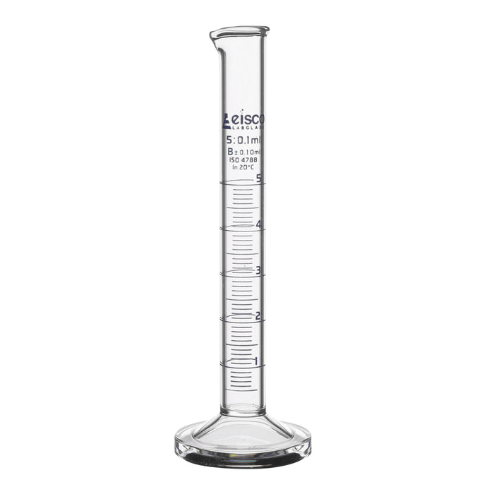 Graduated Cylinder, 5ml - Class B - Blue Graduations, Round Base