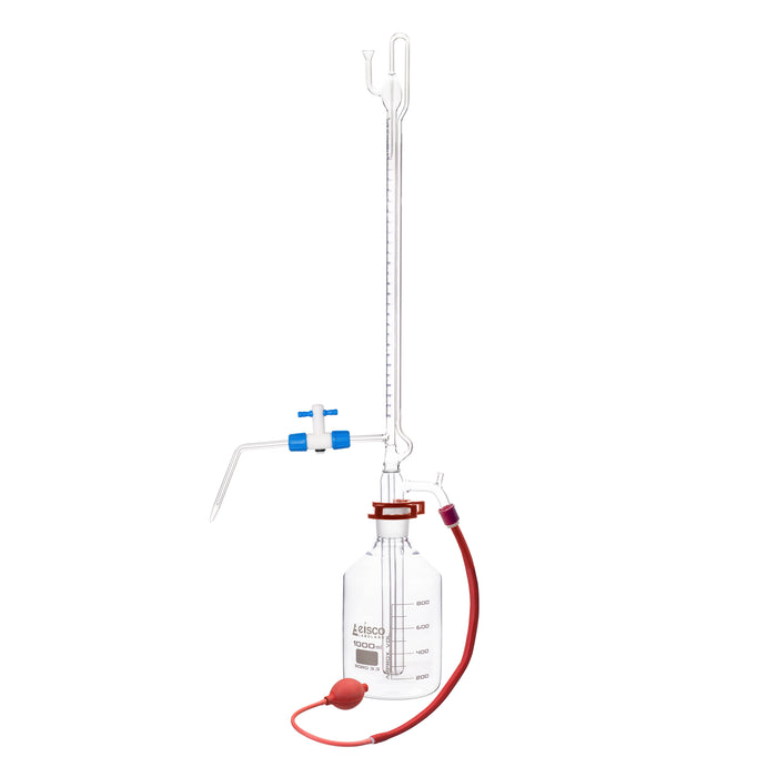 Automatic Zero Burette, 25ml - Class B - 29/32 Joint Size - 0.10±ml Tolerance, 0.10ml Sub. Divisions - 1000ml Reservoir Capacity - Eisco Labs