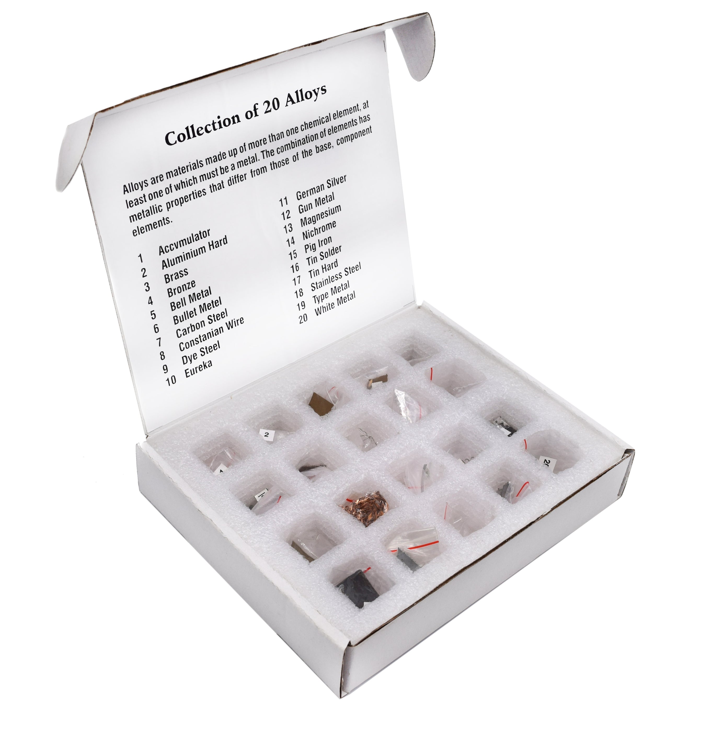 Set of 20 Metal Alloys - Specimen Collection - Supplied in Die Cut Cas ...
