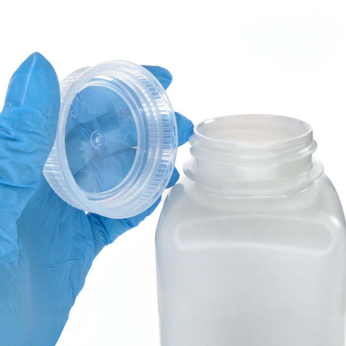 Eisco - Pack of 12, Sterile 500mL Square HDPE Reagent Bottles with Wide Mouth Polypropylene Caps, Translucent, Non-Autoclavable, Leak-Proof, Chemical Resistant, -100°C to 120°C, Ideal for Laboratory and Industrial Use