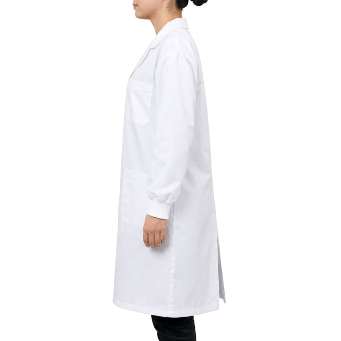 Eisco Adult Medium Professional Grade Poly-Cotton Lab Coat with Ribbed Cuffs, 10 Pack – Durable Snap Front Laboratory Coat, 3 Pockets, Machine Washable, White