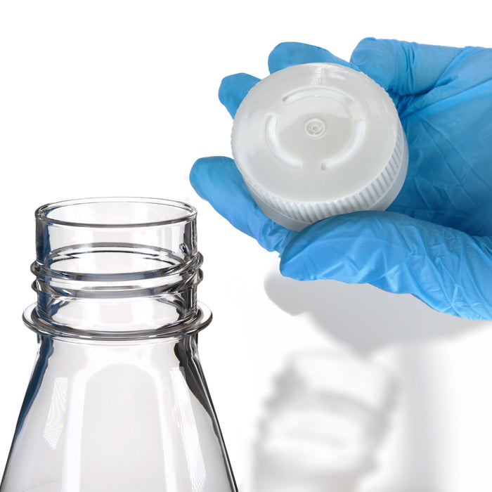 Eisco - Pack of 1, 1L Sterile PETG Erlenmeyer Flask, Vented, Baffled Bottom, Gamma Sterilized, USP Class VI, Lab-Grade, Cell Culture, Mixing, Shaker Compatible