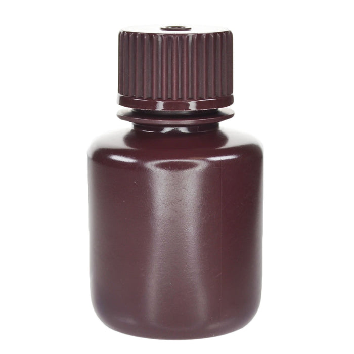 Eisco - Bulk Pack of 1000 30mL Narrow Mouth HDPE Amber Reagent Bottles with Polypropylene Caps, Non-Sterile, Lab Containers for Light-Sensitive Substances, -100 to 120°C Temperature Range