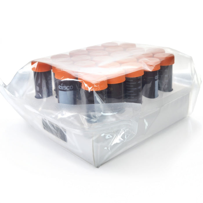 Eisco - Pack of 25, 50mL Sterile Amber Centrifuge Tubes, Polypropylene, Flat Cap, Lab-Grade, Self-Standing, Racked