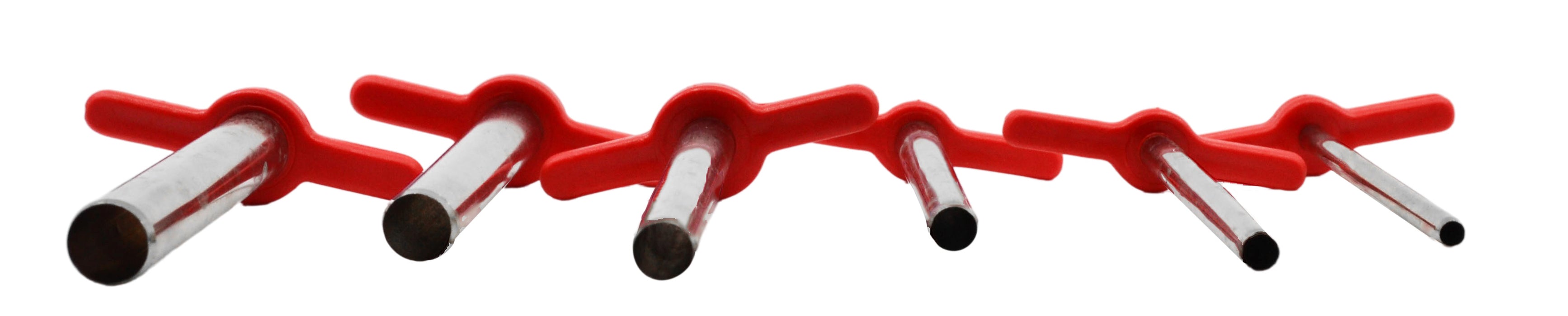7 Piece Cork Borer Set - Includes 6 Cork Borers and One Steel Ram Rod - Nickel-Plated Brass with Plastic Handles - Useful For Both Rubber Stoppers And Corks - Eisco Labs