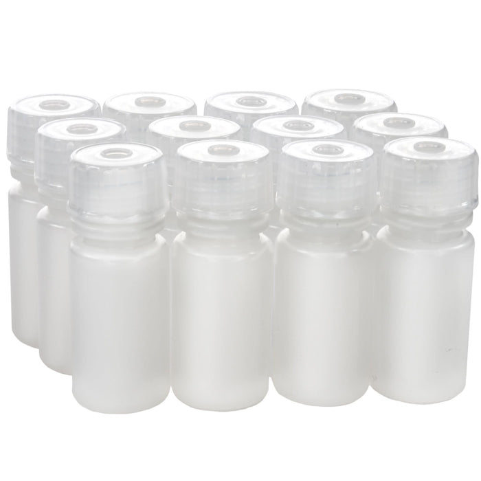 Eisco - Pack of 12, 4mL Narrow Mouth HDPE Translucent Reagent Bottles with Polypropylene Caps, Non-Sterile, Leak-Proof, Chemical Resistant, -100 to 120°C Temperature Range, Laboratory Storage and Transport