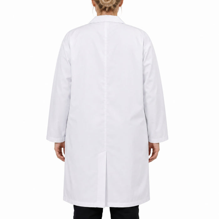 Eisco Adult Medium Professional Grade Poly-Cotton Lab Coat – Durable Snap Front Laboratory Coat, 3 Pockets, Machine Washable, White