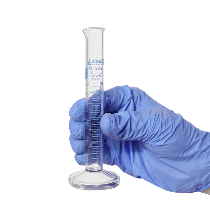 Graduated Cylinder, 10ml - Class A - Blue Graduations, Round Base