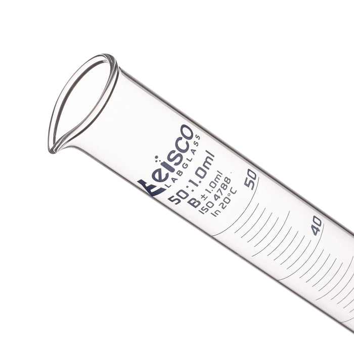 Graduated Cylinder, 50ml - Class B - Blue Graduations, Hexagonal Base