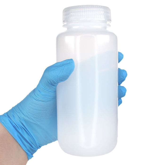 Eisco - 500mL Wide Mouth LDPE Reagent Bottles with Polypropylene Caps, Pack of 12, Non-Sterile, Translucent Laboratory Containers, -100 to 80°C Temperature Range