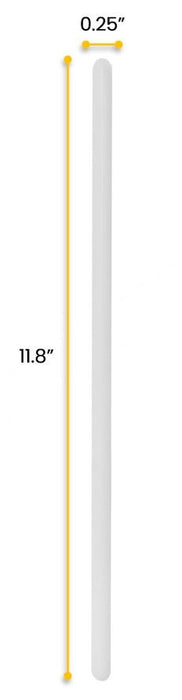 12PK Polypropylene Stirring Rods, 11.8" - Rounded Ends, 7mm Diameter