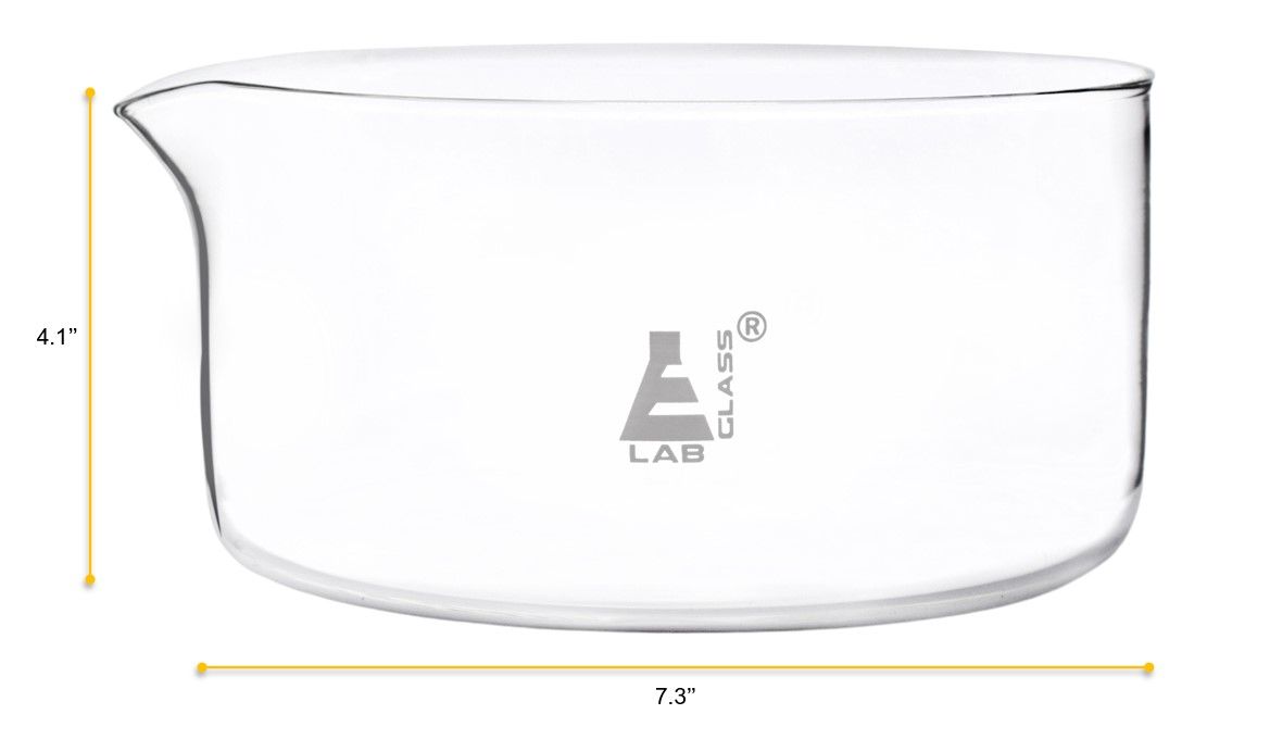 Crystallizing Dish, 2000ml - Flat Bottom - Borosilicate Glass - Eisco Labs