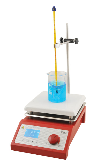 Magnetic Hotplate Stirrer - 7"x7" Ceramic Top - Digital Display - 5000mL Capacity - Max Temp 400Â°C - Stir Speed 100-2000 rpm - Includes Rod & Clamp Assembly, Temperature Probe, Stir Bar