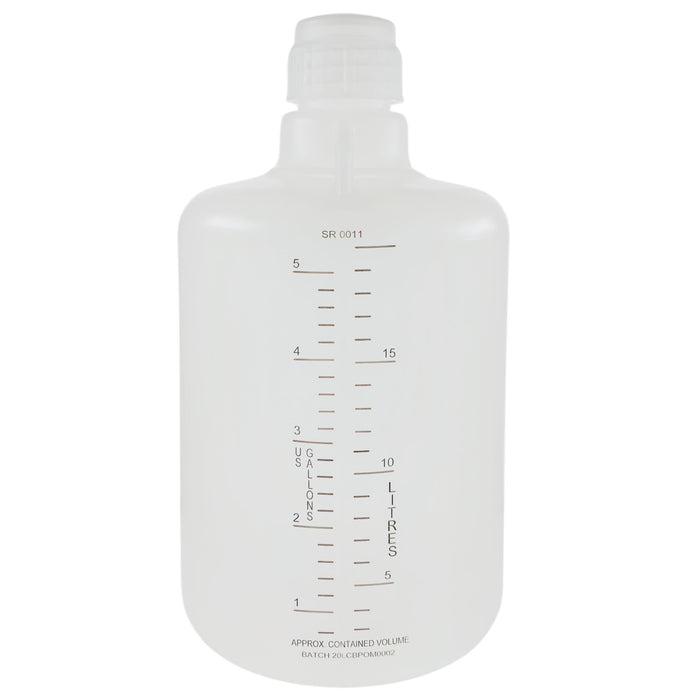 Eisco - 20L Polypropylene Carboy with Silicone-Lined Cap, Autoclavable, Non-Sterile, No Spigot, 0-135°C Temperature Range, FDA Compliant, Leakproof Tested, Ideal for Scientific and Laboratory Use