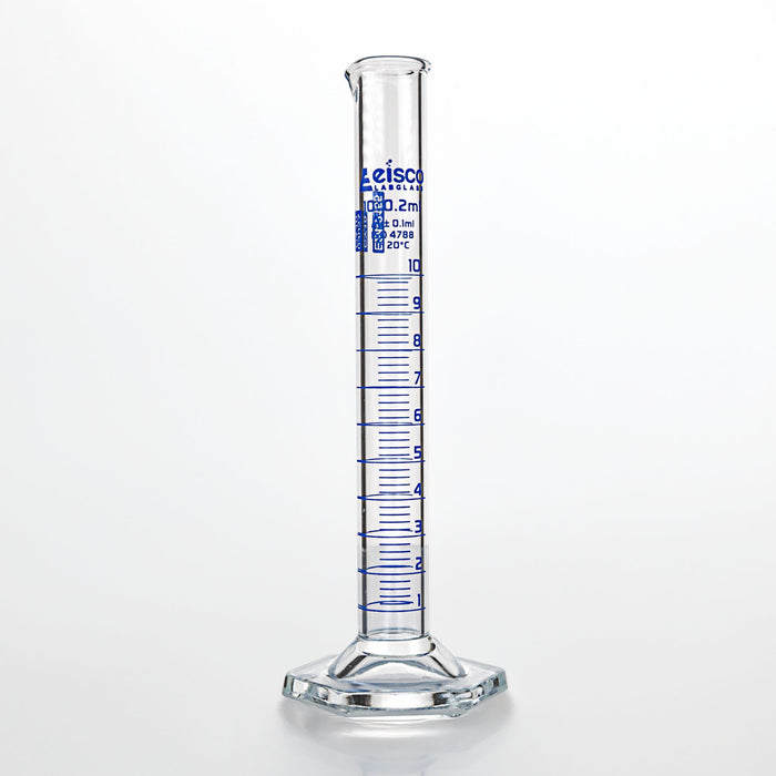 Eisco – Graduated Cylinder 10mL Class A Borosilicate Glass with Hexagonal Base – Calibrated Measuring Cylinder with Individual Work Certificate