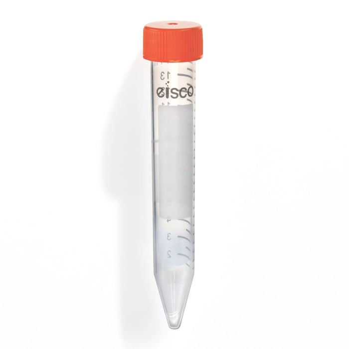 Eisco - Pack of 25, 15mL Non-Sterile Centrifuge Tubes, Polypropylene, Flat Cap, Lab-Grade, Racked