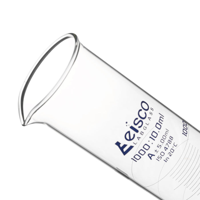 Graduated Cylinder, 1000ml - Class A - Blue Graduations, Hexagonal Base