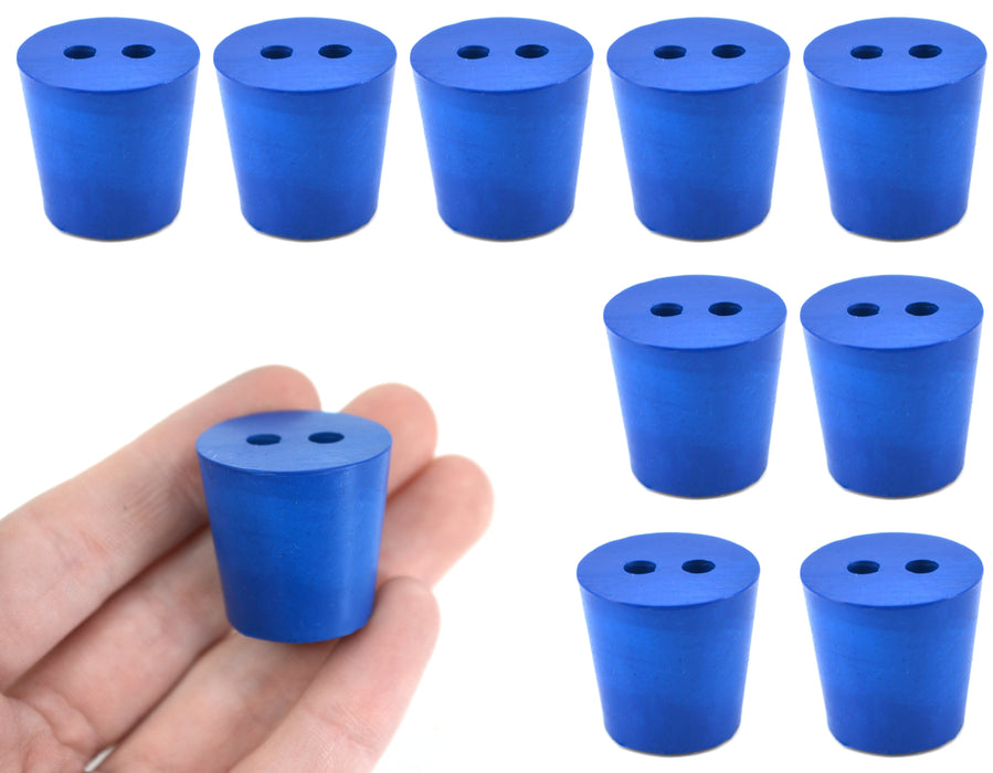 10PK Neoprene Stoppers, 2 Holes - ASTM - Size #4 - 20mm Bottom, 26mm Top, 25mm Length