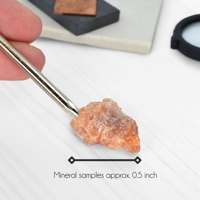 Eisco - Mineral Test Kit with 9 Raw Mineral Samples and Testing Tools - Includes Streak Plate, Magnet, Hand Lens, and More - Classroom and Field Geology Identification Kit