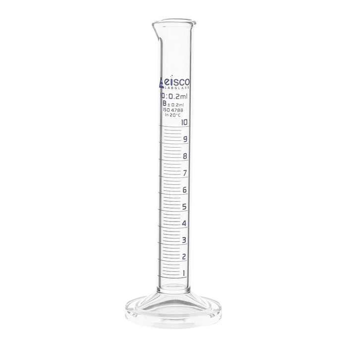 Graduated Cylinder, 10ml - Class B - Blue Graduations, Round Base