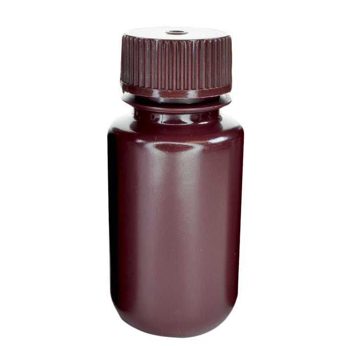 Eisco - Bulk Pack of 1000, 60mL Wide Mouth Amber HDPE Reagent Bottles with Polypropylene Caps, Non-Sterile, Leak-Proof, Chemical-Resistant, UV Light Shielding for Labs, -100°C to 120°C