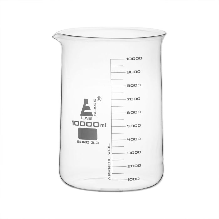 Beaker, 10,000ml - Low Form, White Graduations - Borosilicate Glass