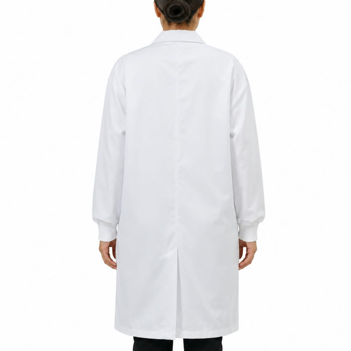 Eisco Adult Small Professional Grade Poly-Cotton Lab Coat with Ribbed Cuffs, 10 Pack – Durable Snap Front Laboratory Coat, 3 Pockets, Machine Washable, White