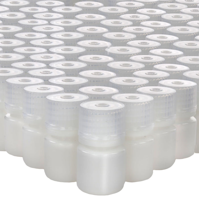 Eisco - Bulk Pack of 2000, 8mL Narrow Mouth HDPE Translucent Reagent Bottles with Polypropylene Caps, Non-Sterile, Leak-Proof, Chemical Resistant Laboratory Storage Bottles, -100 to 120°C Temperature Range