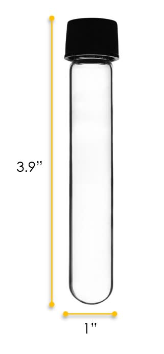 Culture Tube with Screw Cap, 30mL, 12/PK - 25x100mm - Round Bottom - Borosilicate Glass