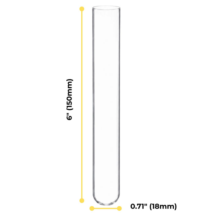 Eisco Disposable Culture Tubes - Borosilicate Glass (5.1 Expansion) - 18mm OD x 150mm Length - Case of 500