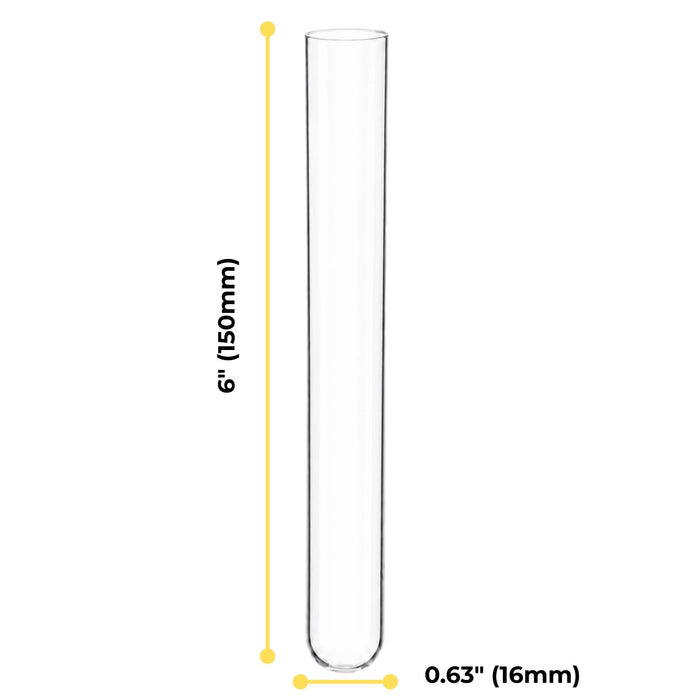 Eisco Disposable Culture Tubes - Borosilicate Glass (5.1 Expansion) - 16mm OD x 150mm Length - Case of 1000