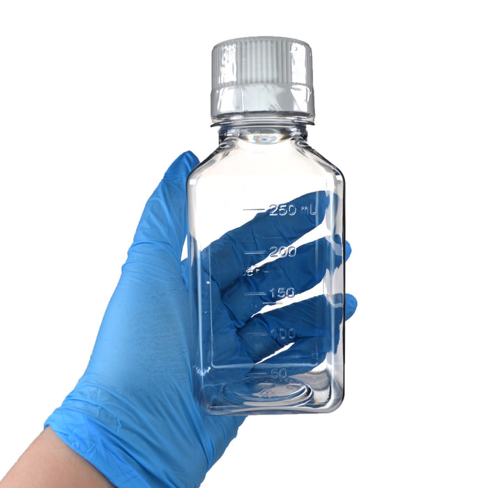 Eisco - Pack of 30, 250mL Sterile PET Media Bottles with HDPE Caps, Leakproof, Tamper-Evident, Lab-Grade, Ideal for Lab Reagents, Buffers & Biopharmaceutical Processing